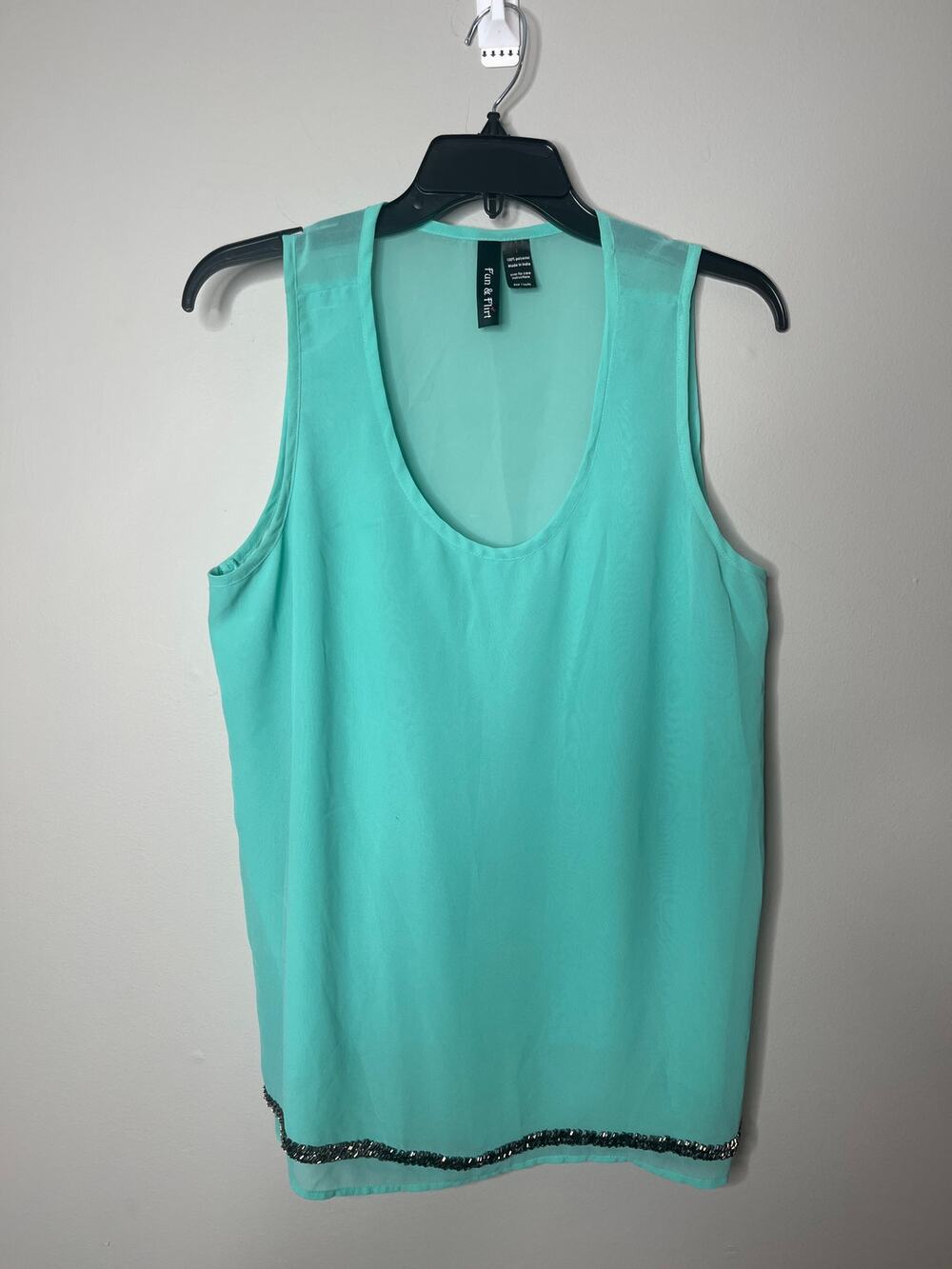 Fun and Flirt Green Sheer Tank Large